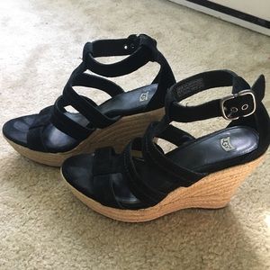 UGG Black espadrilles wedge sandals 8.5